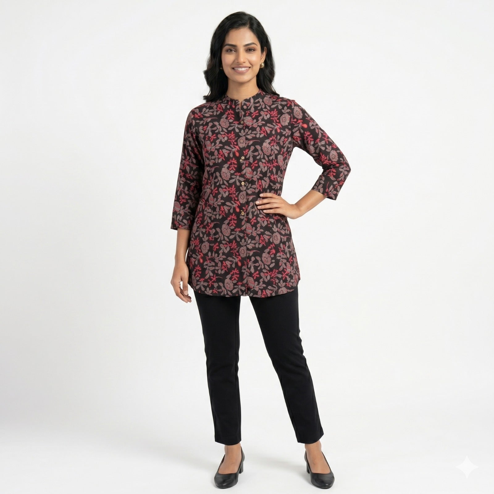 Midnight Bloom Cotton Printed Top
