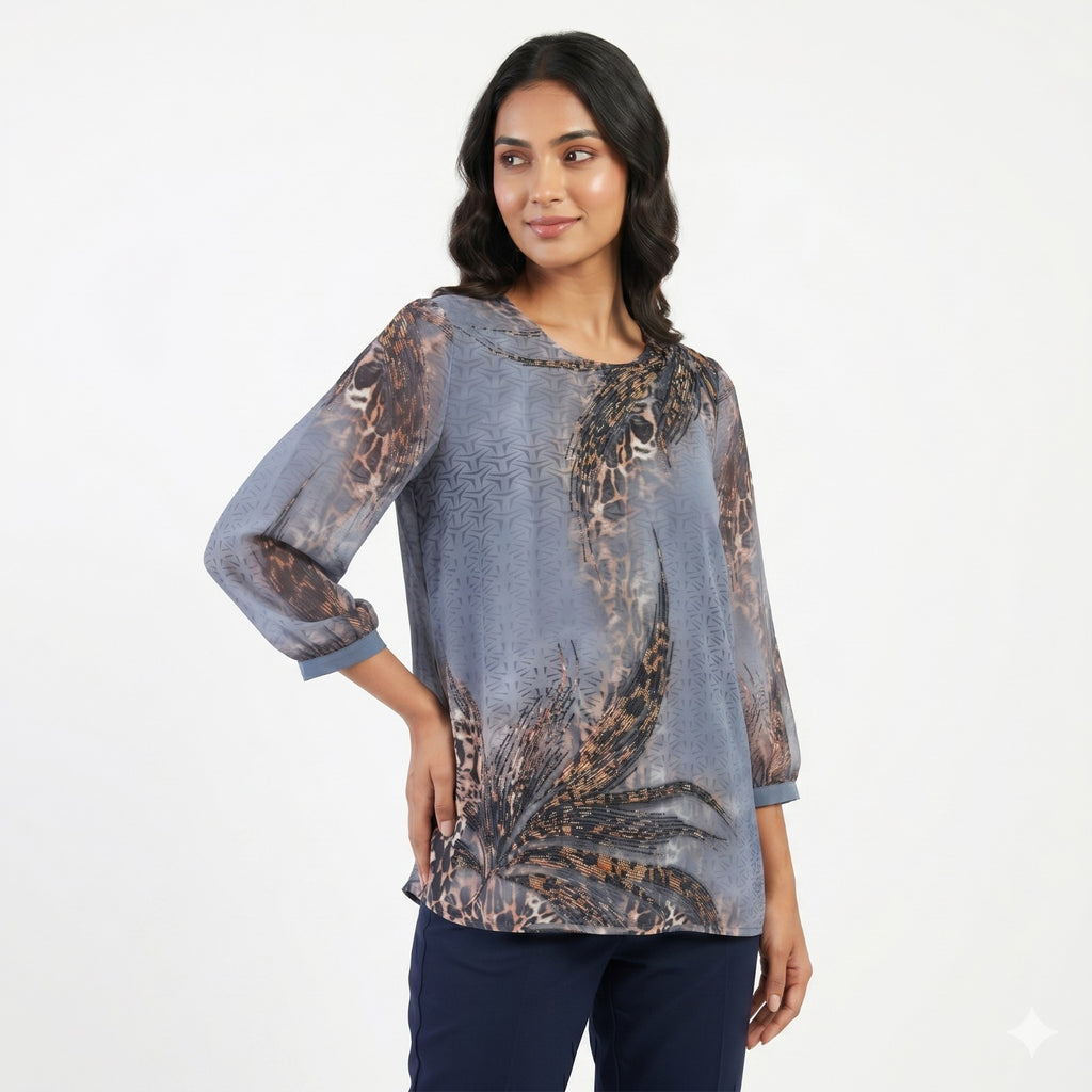 Midnight Luxe Swarovski Georgette Top