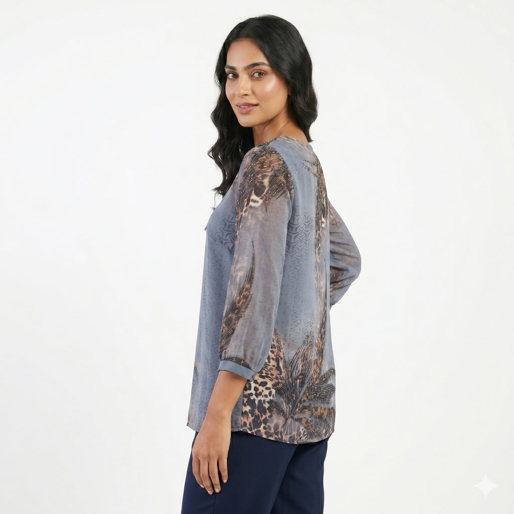 Midnight Luxe Swarovski Georgette Top