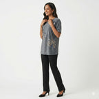 Midnight Shimmer Floral Formal Top
