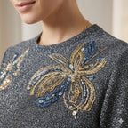 Midnight Shimmer Floral Formal Top