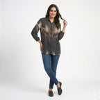 Smoky Eclipse Printed Formal Shirt Top