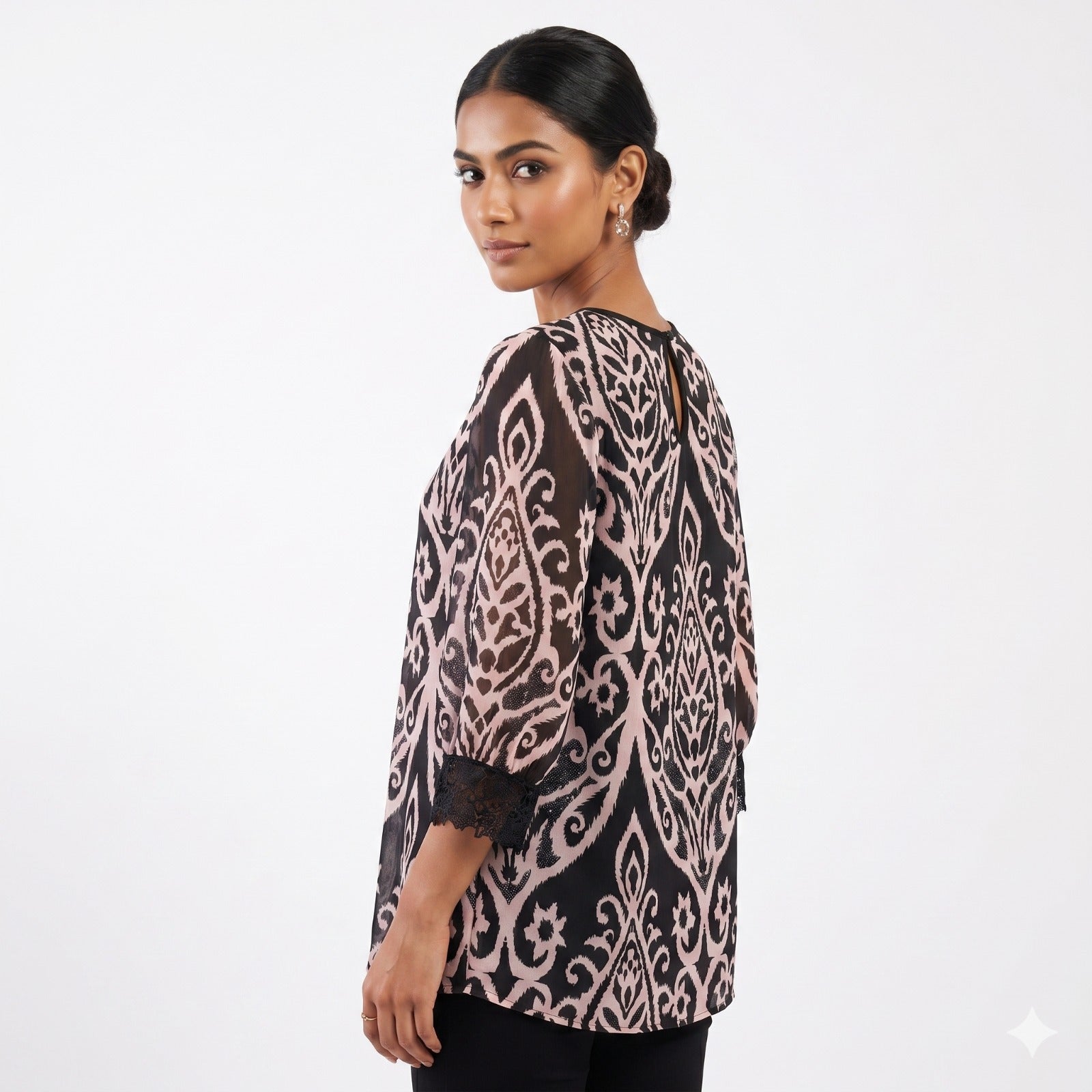 Midnight Noir Printed Formal Top
