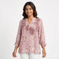 Blush Bloom Embroidered Georgette Top