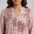Blush Bloom Embroidered Georgette Top