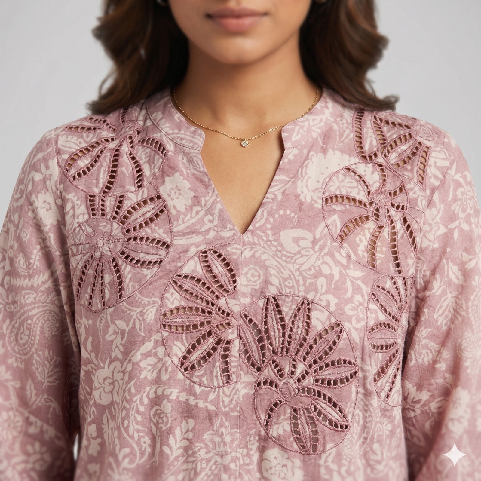 Blush Bloom Embroidered Georgette Top
