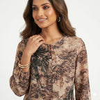 Mocha Shimmer Georgette Top