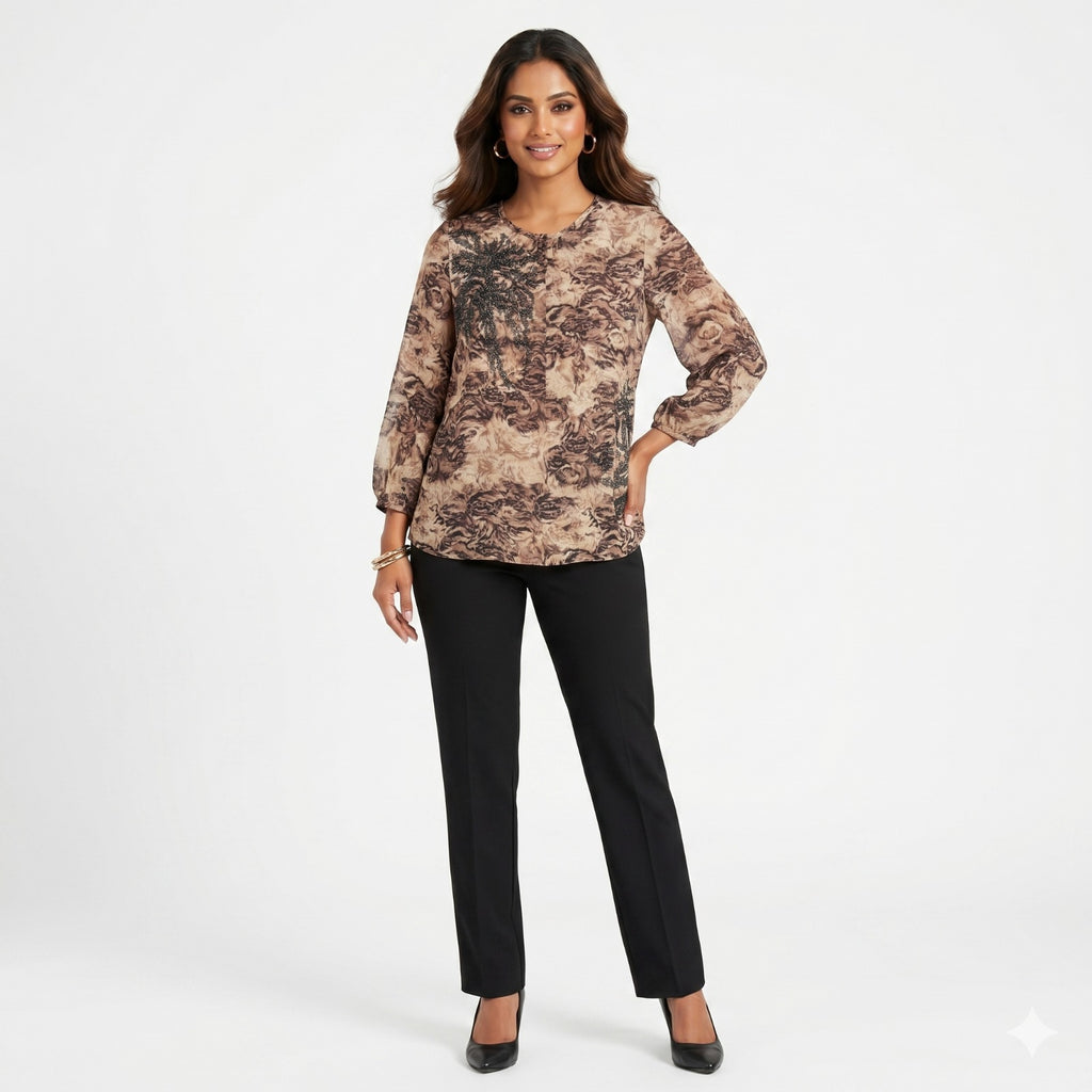 Mocha Shimmer Georgette Top