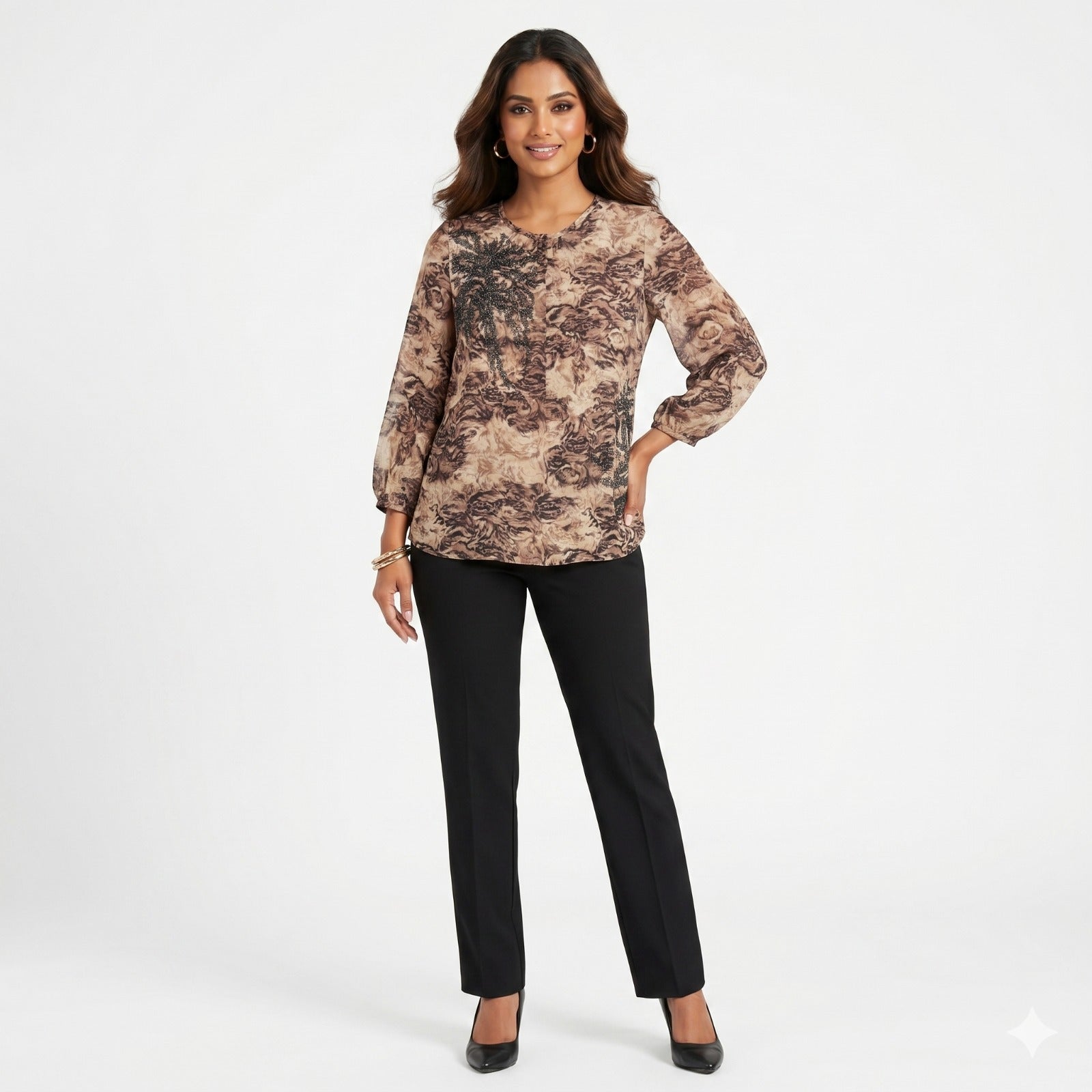 Mocha Shimmer Georgette Top