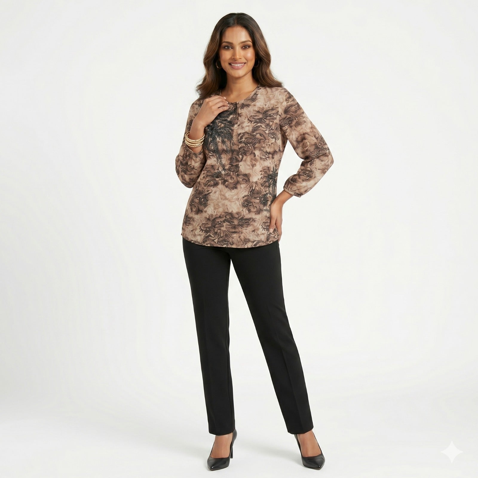 Mocha Shimmer Georgette Top