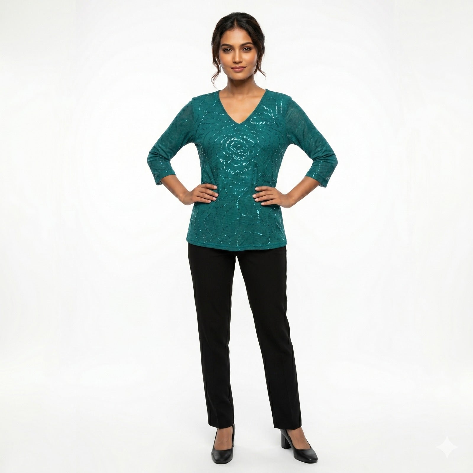 Emerald Sparkle Elegance Formal Top