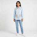 Sky Blossom Embroidered Cotton Top