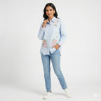 Sky Blossom Embroidered Cotton Top