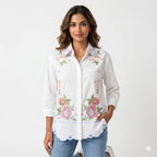 Ivory Blossom Embroidered Cotton Top