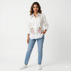 Ivory Blossom Embroidered Cotton Top
