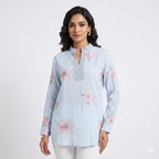 Powder Blue Blossom Threadwork Top