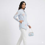 Powder Blue Blossom Threadwork Top
