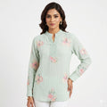 Mint Blossom Threadwork Top