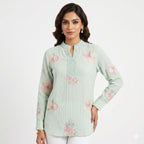 Mint Blossom Threadwork Top
