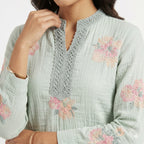 Mint Blossom Threadwork Top