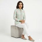 Mint Blossom Threadwork Top