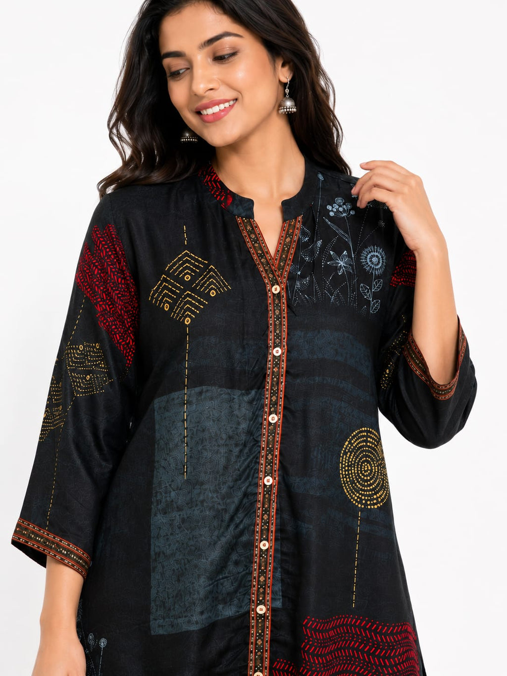 Midnight Tribal Print Georgette Top