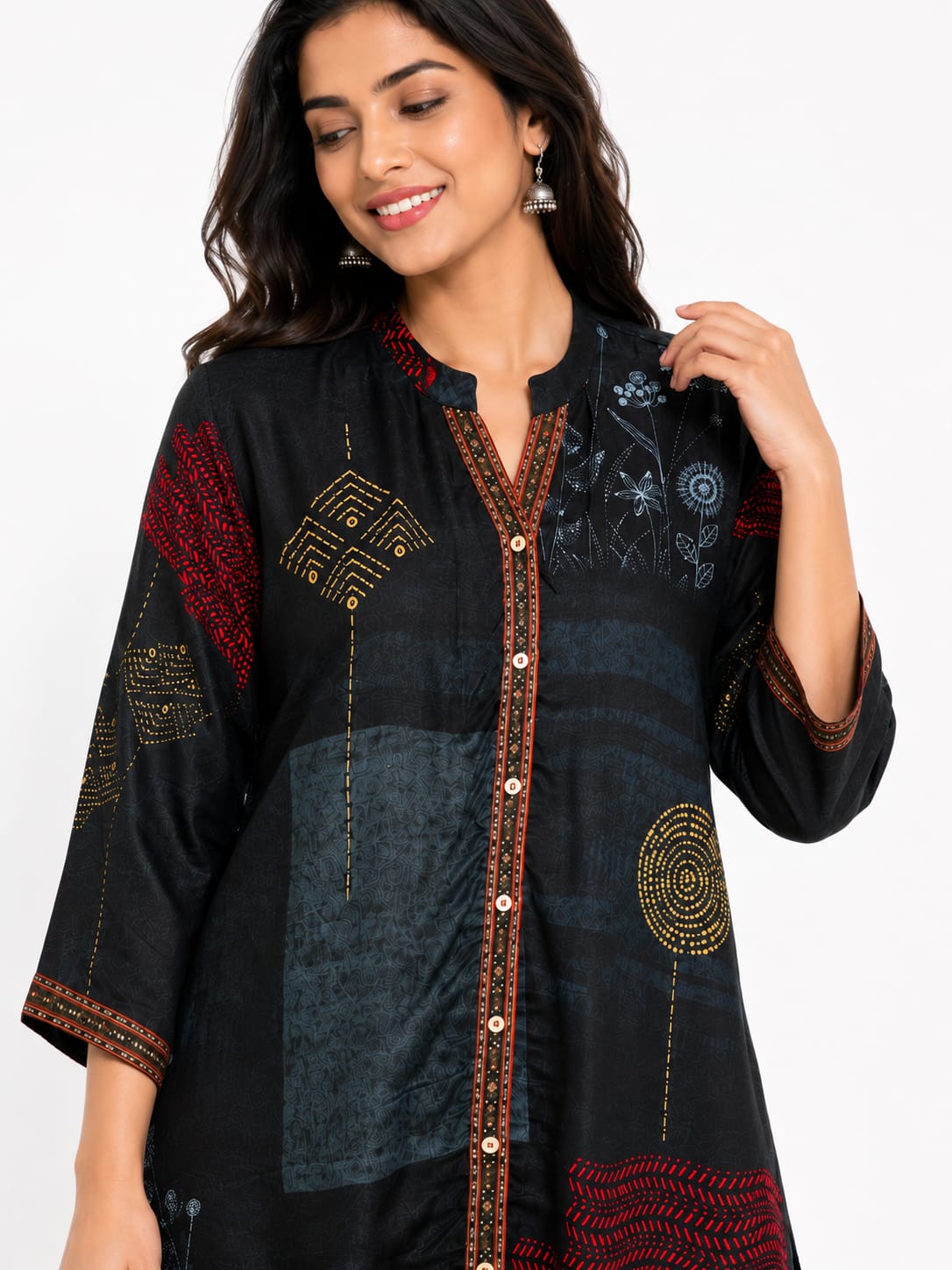 Midnight Tribal Print Georgette Top