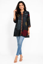 Midnight Tribal Print Georgette Top