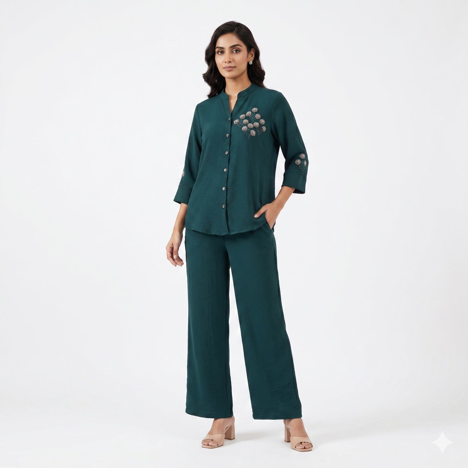 Emerald Bloom Beaded Cord-set