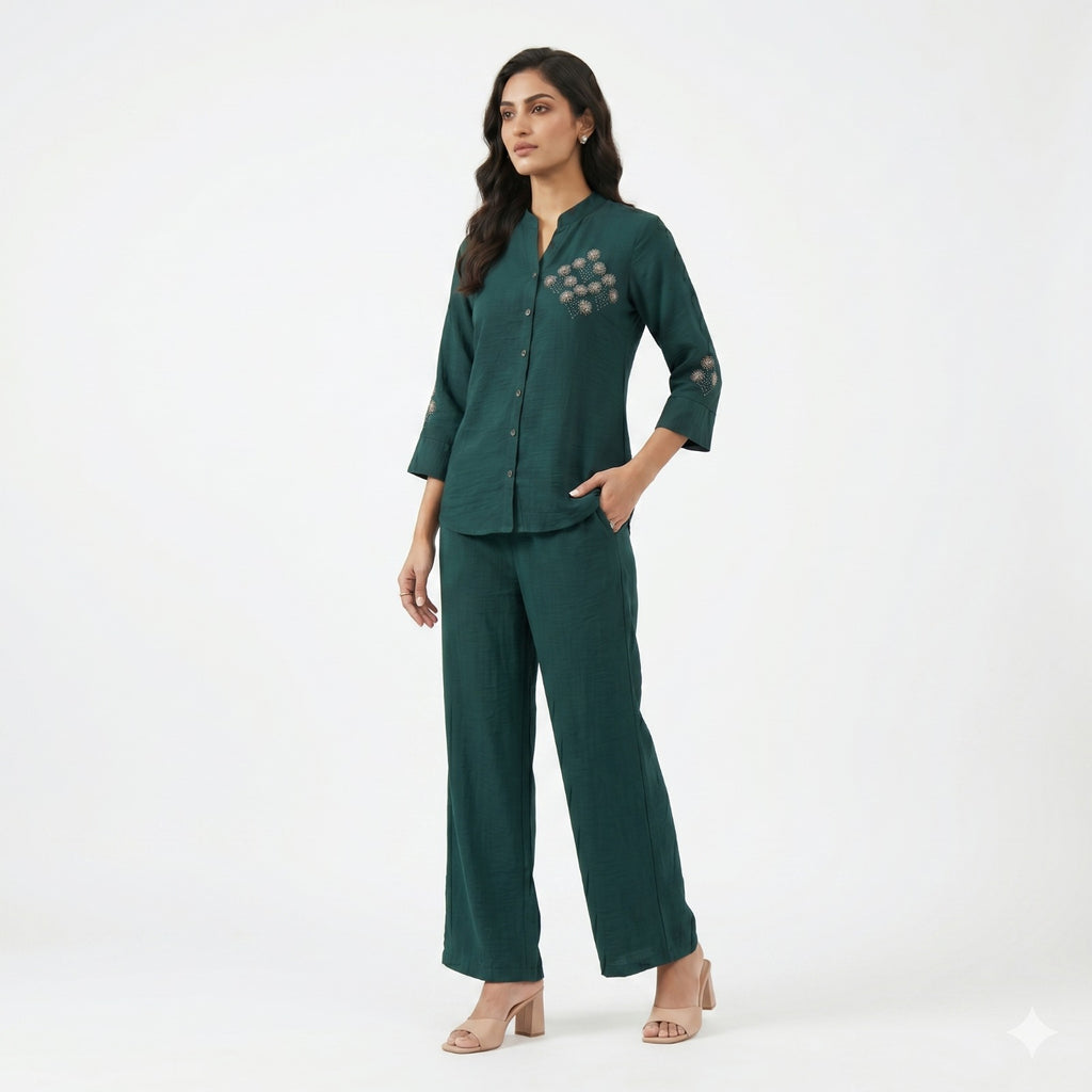 Emerald Bloom Beaded Cord-set