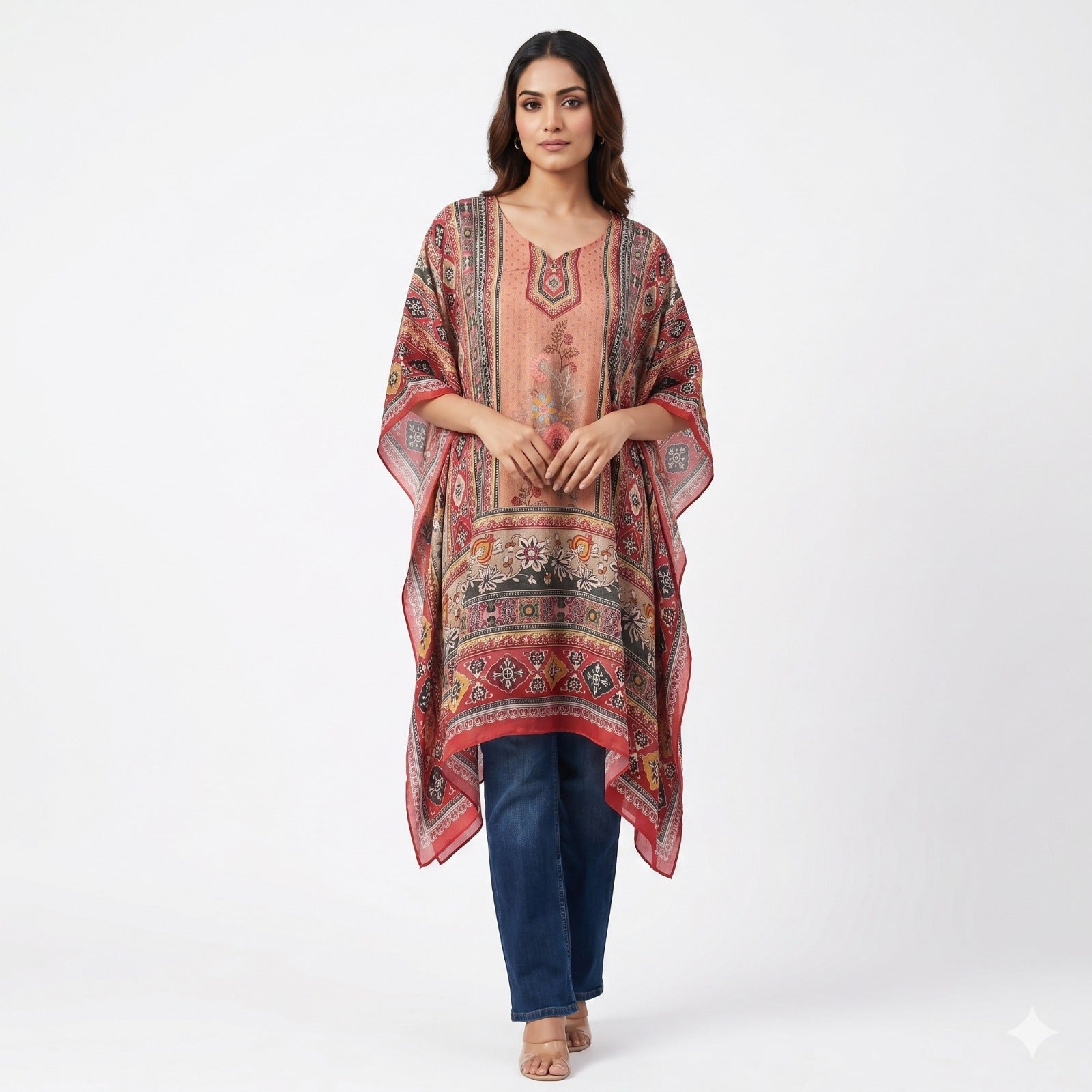 Rose Heritage Printed Kaftan Top