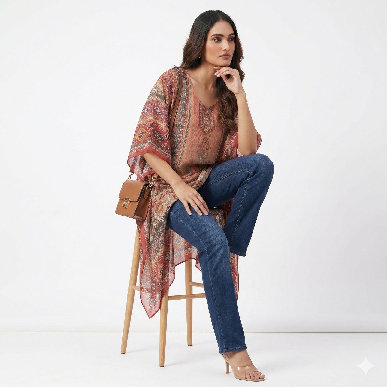 Rose Heritage Printed Kaftan Top