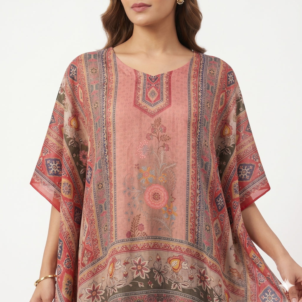 Rose Heritage Printed Kaftan Top