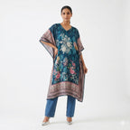 Midnight Bloom Printed Kaftan Top