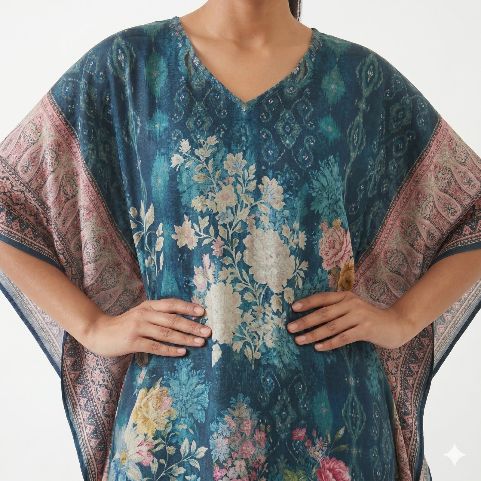 Midnight Bloom Printed Kaftan Top