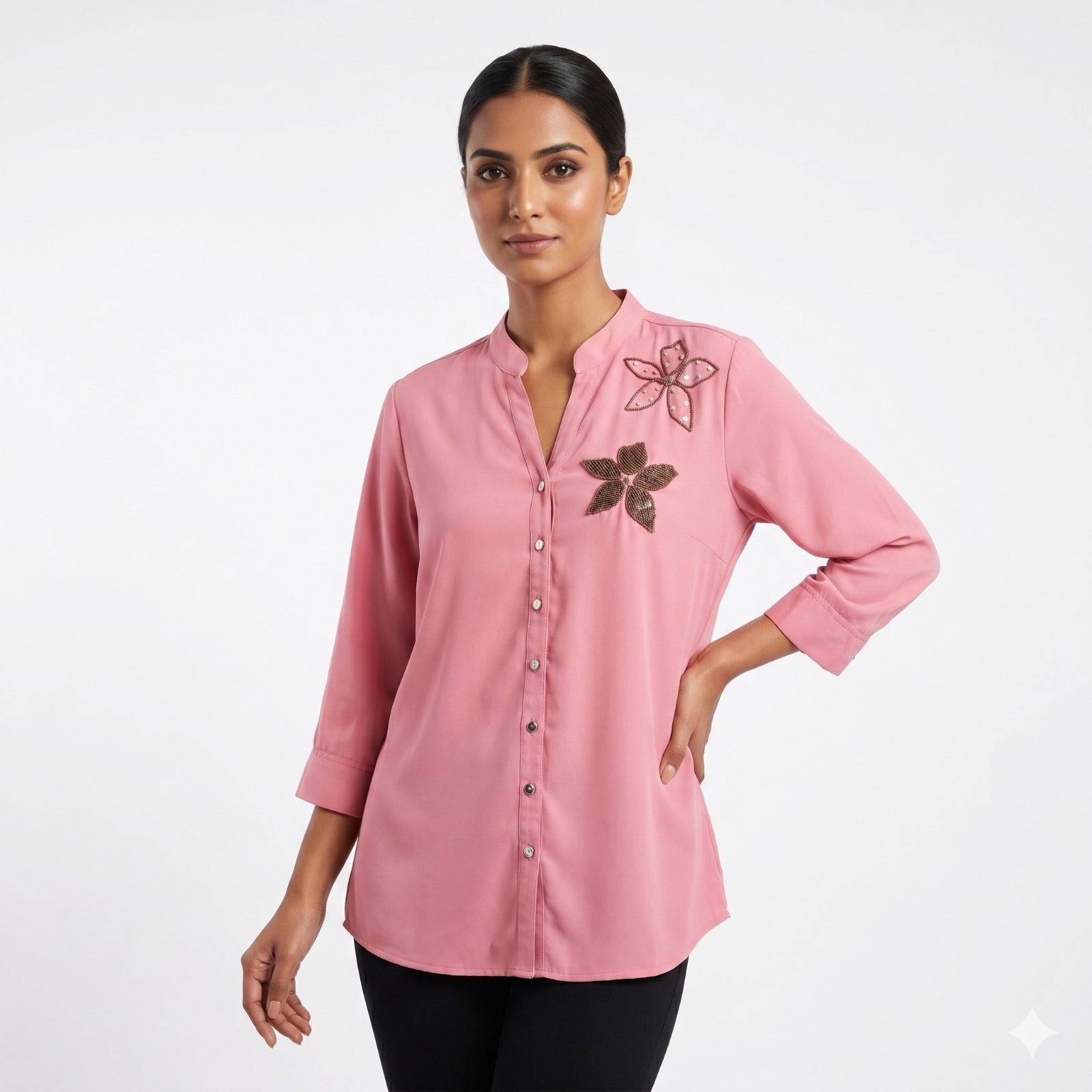Blush Petal Embellished Georgette Top