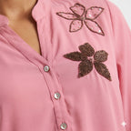 Blush Petal Embellished Georgette Top