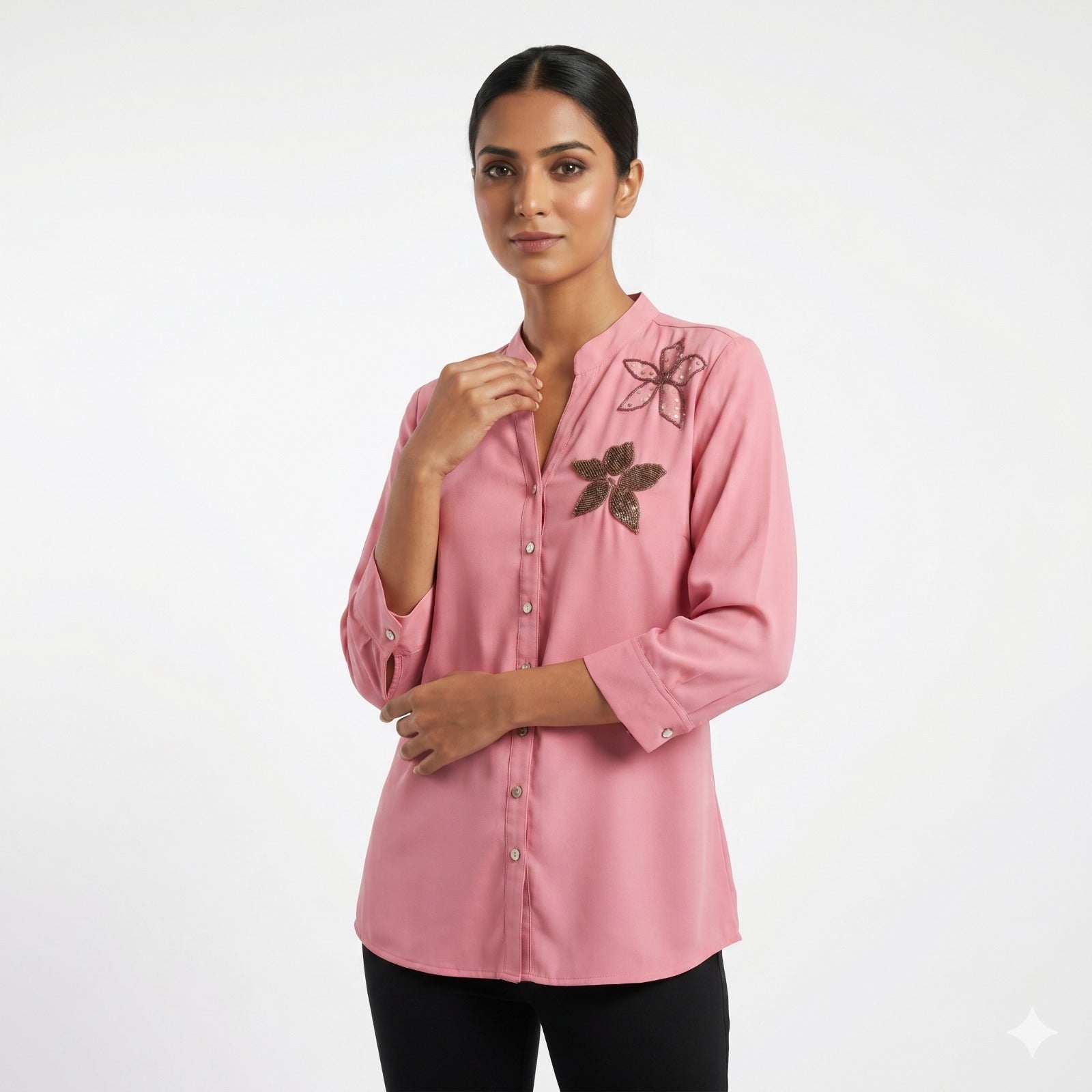 Blush Petal Embellished Georgette Top