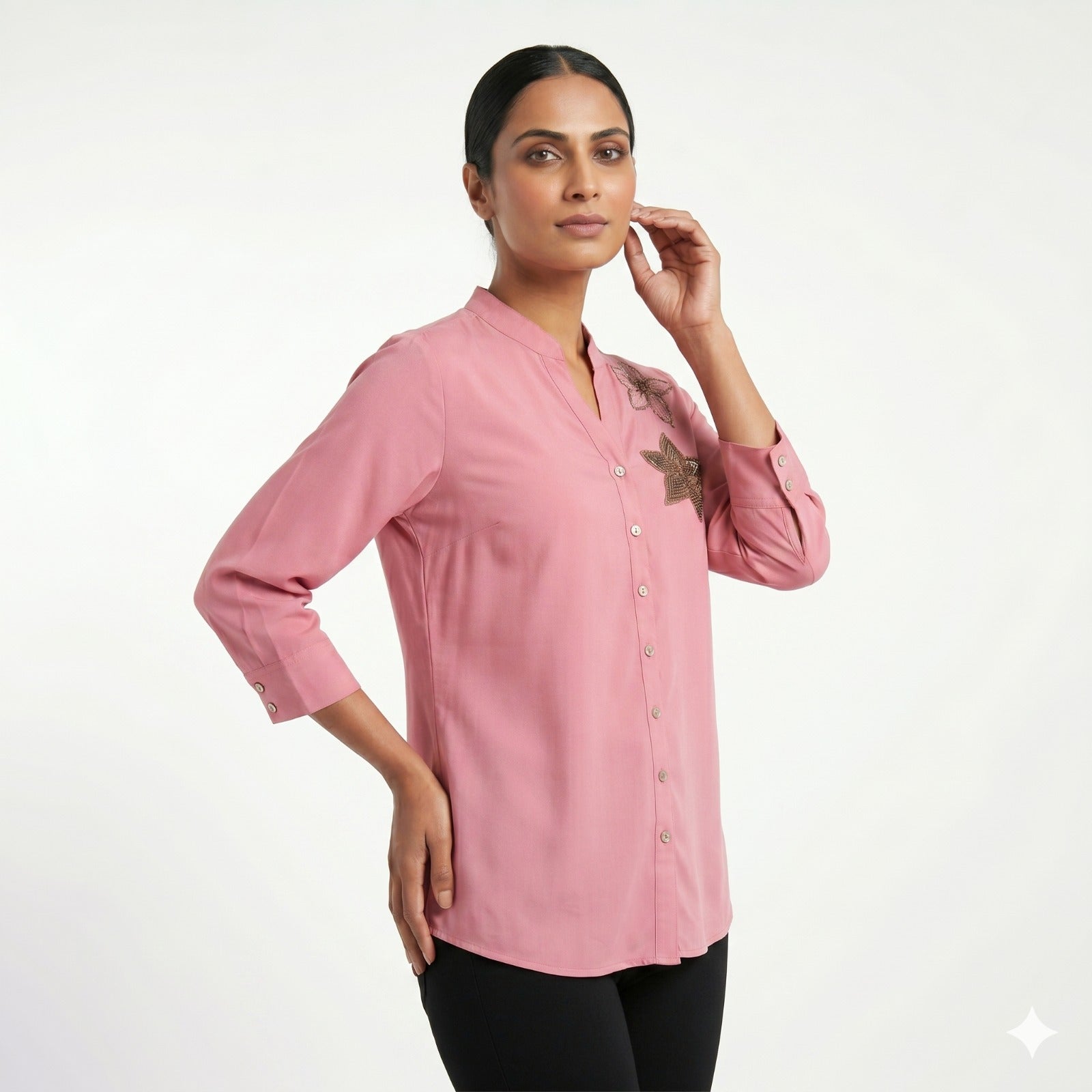 Blush Petal Embellished Georgette Top