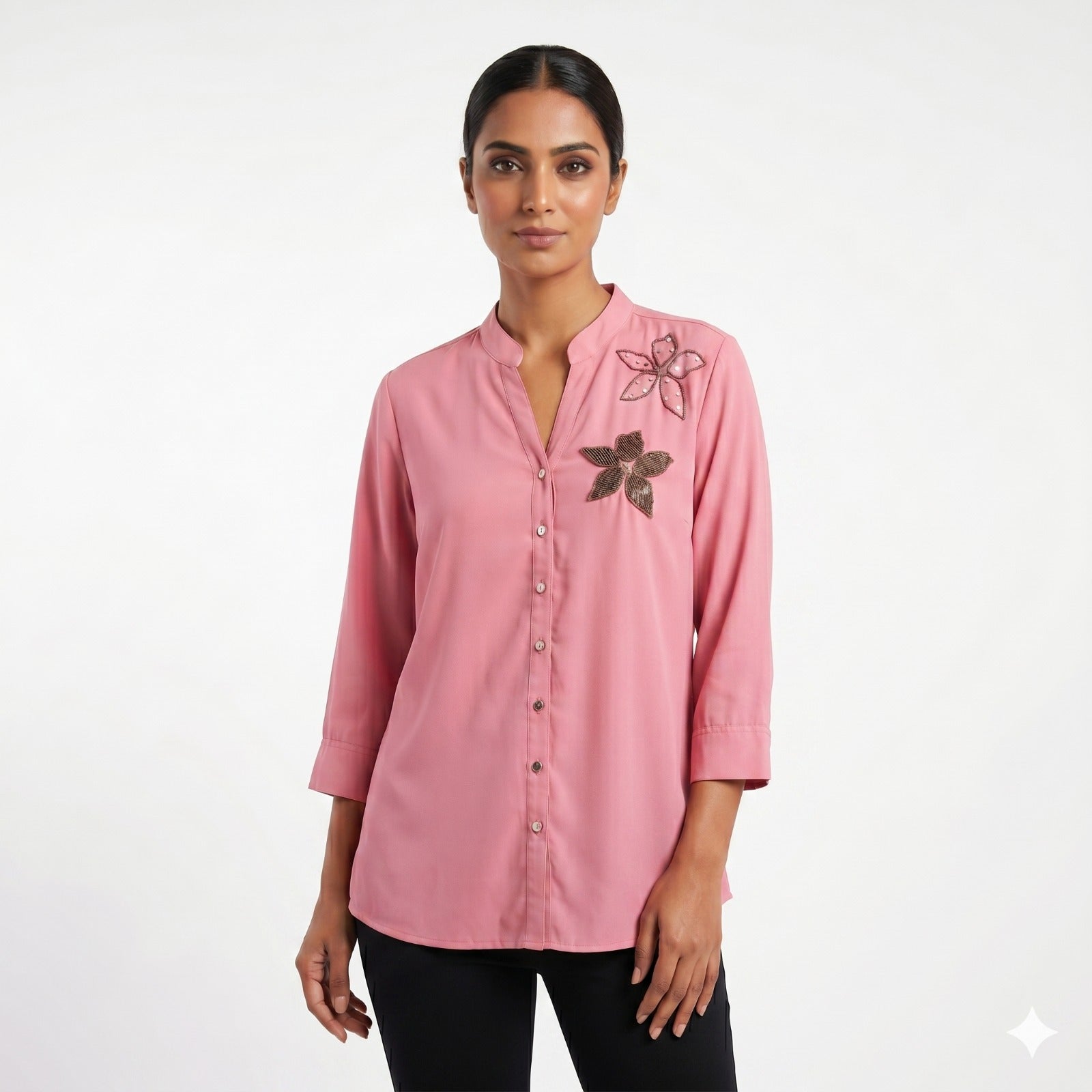 Blush Petal Embellished Georgette Top