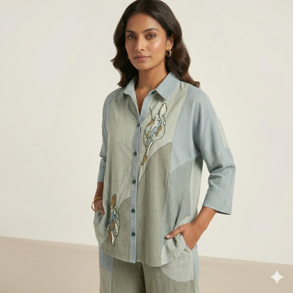 Misty Bloom Drop-Shoulder Cord-set