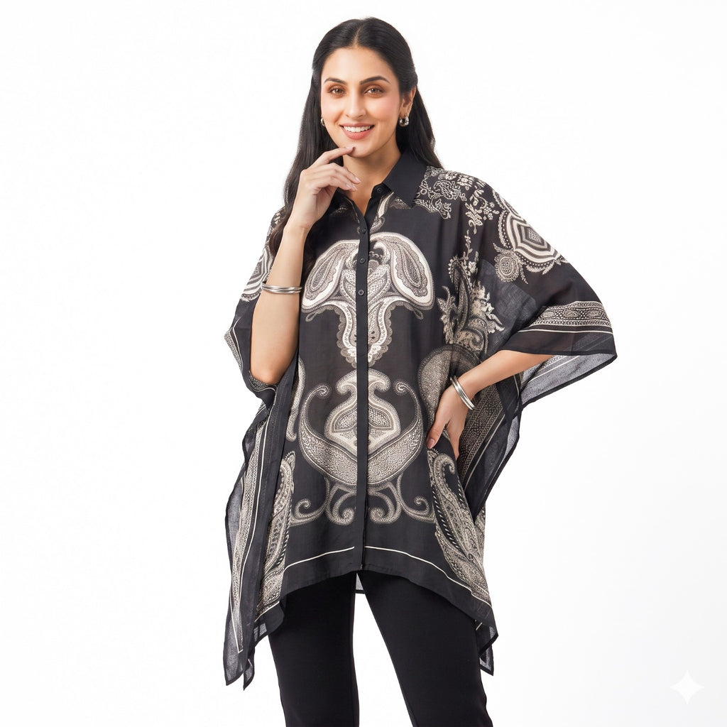 Midnight Paisley Kaftan Top