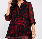 Crimson Noir Cutwork Georgette Top
