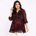 Crimson Noir Cutwork Georgette Top