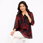Crimson Noir Cutwork Georgette Top