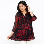 Crimson Noir Cutwork Georgette Top
