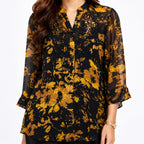 Golden Ember Cutwork Georgette Tunic Top