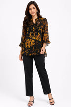 Golden Ember Cutwork Georgette Tunic Top