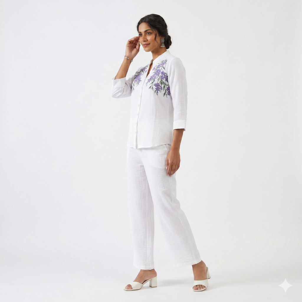Lavender Blossom Embroidered Cord-set