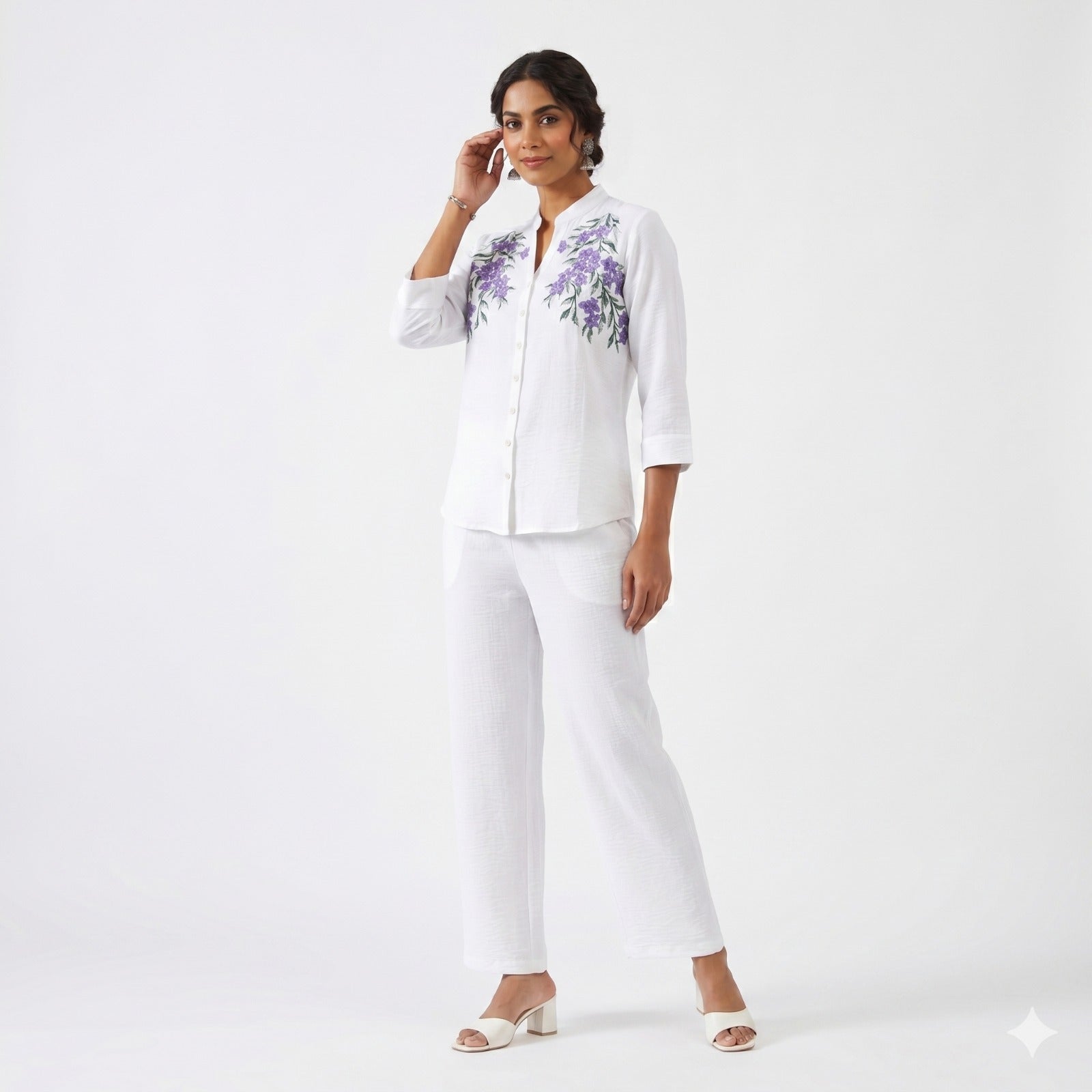 Lavender Blossom Embroidered Cord-set